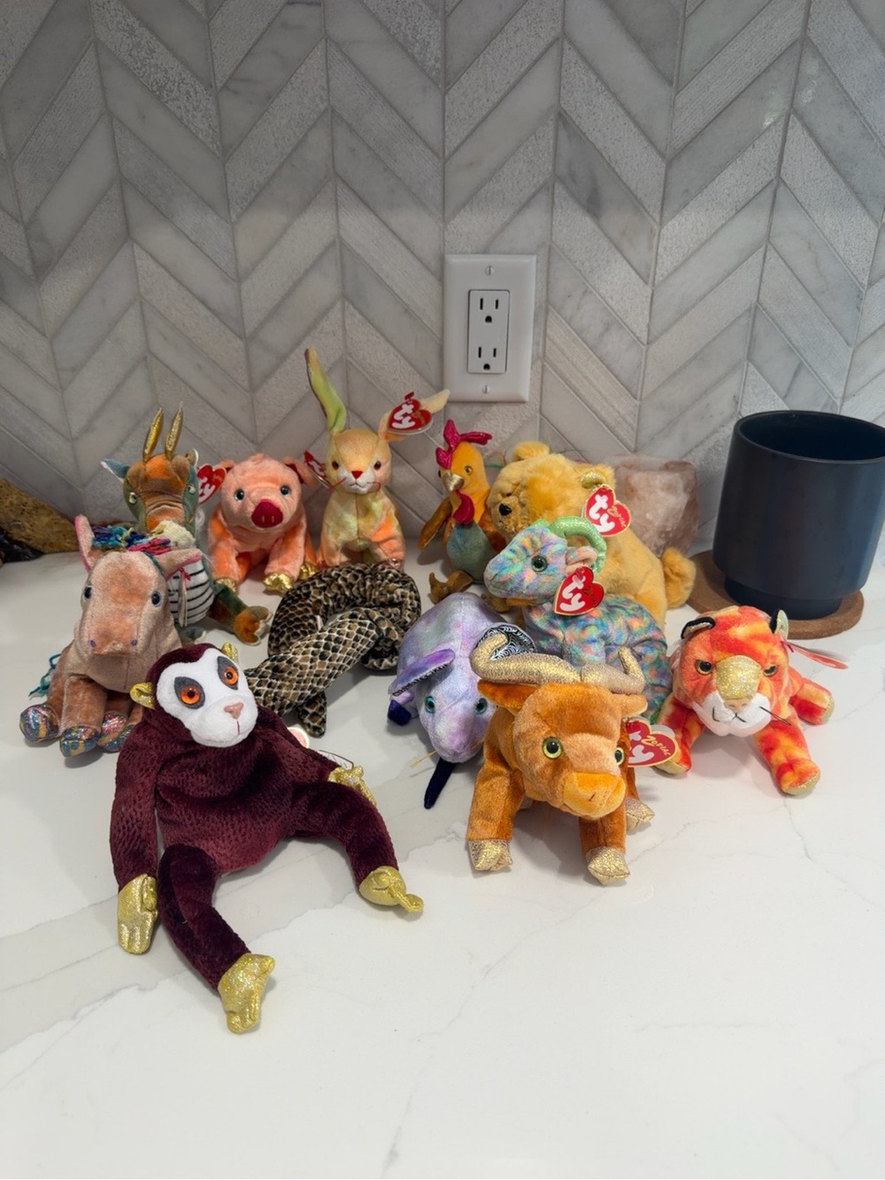 Complete TY Beanie Babies Chinese Zodiac Collection, 12-Piece Set with Tags